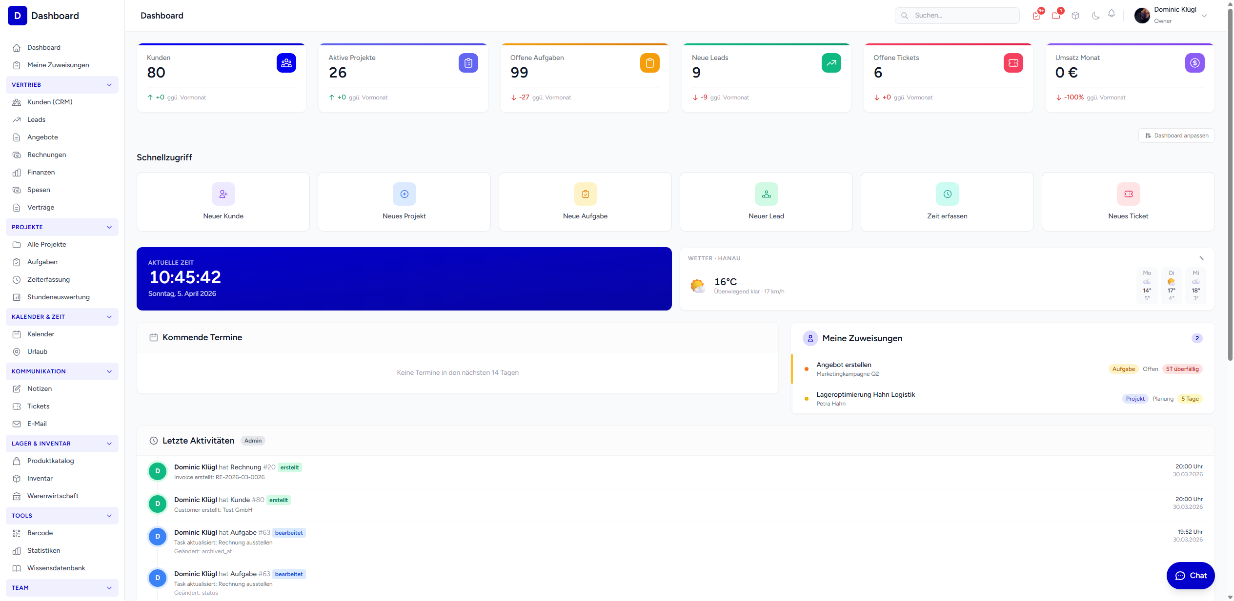 HLS Dashboard Vorschau